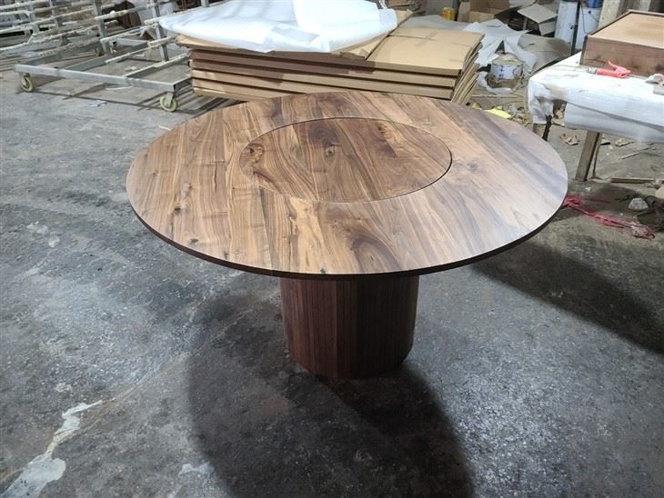Customized  Rotatable Round Solid Wood Table